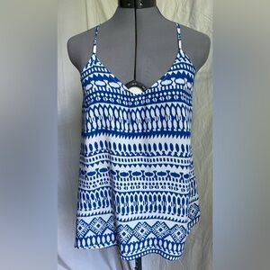 Blue & white flowy tank